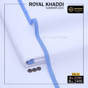 KK-01 Pure White Royal Khaddi Summer Collection