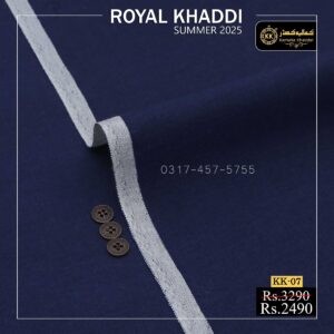 KK-07 Navy Blue Summer Khadi Cotton Khaddar