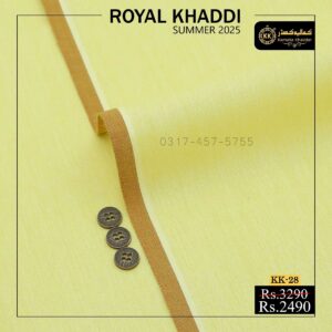 KK-28 Lemon Yellow Royal Khaddi Summer Khaddar