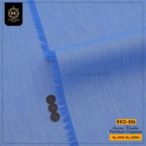 KKO-506 Sky Blue Premium Organza Summer Khaddar