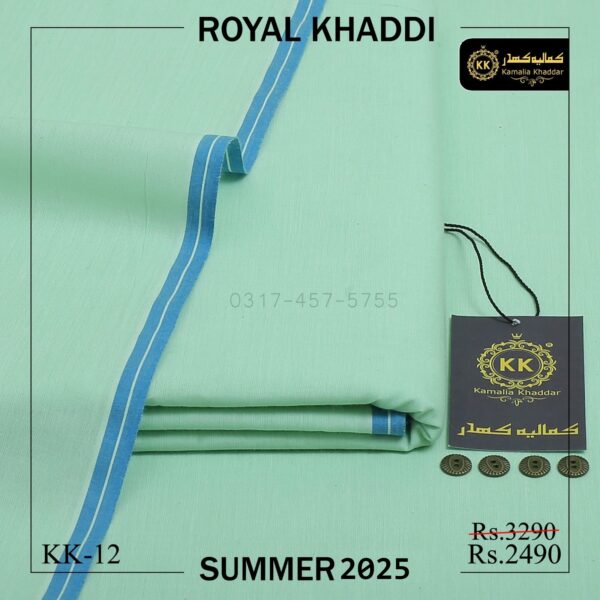 KK-12 Apple Green Royal Khaddi Summer Khaddar