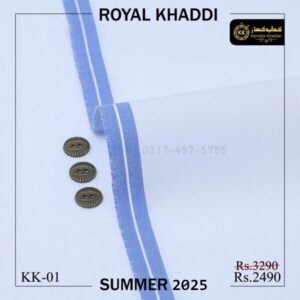 KK-01 Pure White Royal Khaddi Summer Collection