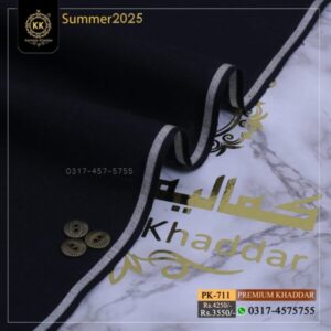 PK-711 Premium Black Khaddar Summer Collection