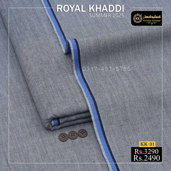 KK-31 Silver Grey ROYAL KHADDI Summer Khaddar