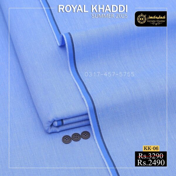 KK-06 Sky Blue Royal Khaddi Summer Khaddar