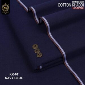 KK-07 Navy Blue Summer Khadi Cotton Khaddar