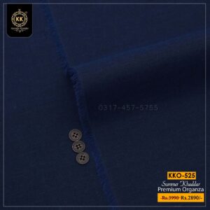 KKO-525 Navy Blue Premium Organza Summer Khaddar